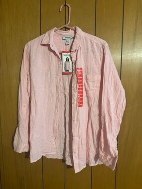 Nine West Men's Pale Pink Long-Sleeve Button-Down Shirt